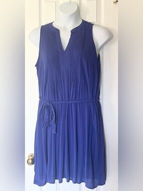 NWT Plus Size 1X Old Navy Deep Blue Pleated V-Neck Sleeveless Dress